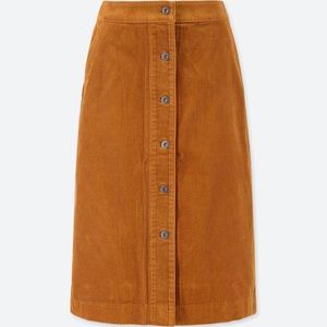 Uniqlo Corduroy High-Waist Front Button Skirt
